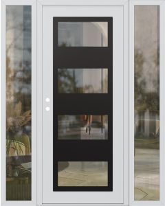 Diamond C2 60" x 80" white/white clear Glass Panel black RHI with 2 Sidelites clear Glass