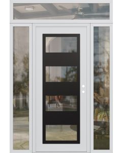 Diamond C2 64" x 96" white/white clear Glass Panel black LHI with 2 Sidelites and Transom clear Glass