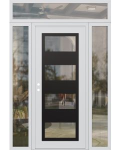 Diamond C2 60" x 96" white/white clear Glass Panel black RHI with 2 Sidelites and Transom clear Glass