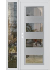 Diamond C2 48" x 80" white/white clear Glass Panel stainless steel RHI with Sidelite clear Glass