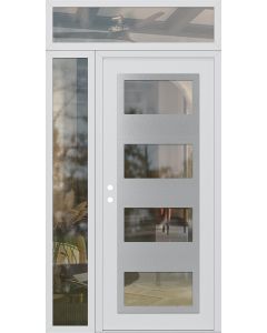Diamond C2 48" x 96" white/white clear Glass Panel stainless steel RHI with Sidelite and Transom clear Glass