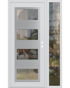 Diamond C2 48" x 80" white/white clear Glass Panel stainless steel LHI with Sidelite clear Glass