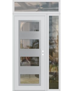 Diamond C2 48" x 96" white/white clear Glass Panel stainless steel LHI with Sidelite and Transom clear Glass