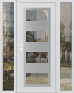 Diamond C2 68" x 80" white/white clear Glass Panel stainless steel RHI with 2 Sidelites clear Glass