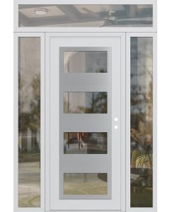 Diamond C2 68" x 96" white/white clear Glass Panel stainless steel LHI with 2 Sidelites and Transom clear Glass