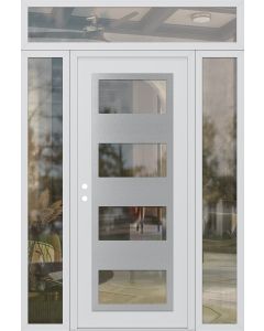 Diamond C2 68" x 96" white/white clear Glass Panel stainless steel RHI with 2 Sidelites and Transom clear Glass