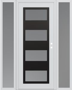 Diamond C2 68" x 80" white/white frosted Glass Panel black LHI with 2 Sidelites frosted Glass