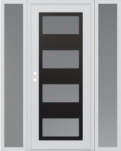 Diamond C2 68" x 80" white/white frosted Glass Panel black RHI with 2 Sidelites frosted Glass