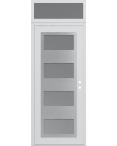 Diamond C2 36" x 96" white/white frosted Glass Panel stainless steel LHI with Transom frosted Glass