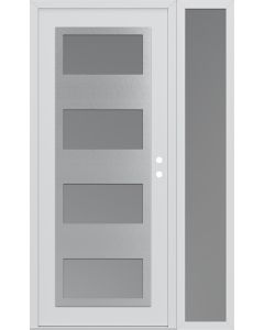 Diamond C2 52" x 80" white/white frosted Glass Panel stainless steel LHI with Sidelite frosted Glass
