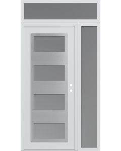 Diamond C2 52" x 96" white/white frosted Glass Panel stainless steel LHI with Sidelite and Transom frosted Glass