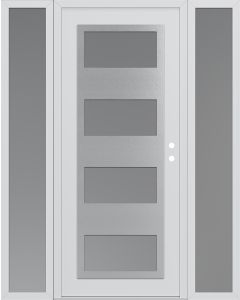 Diamond C2 68" x 80" white/white frosted Glass Panel stainless steel LHI with 2 Sidelites frosted Glass