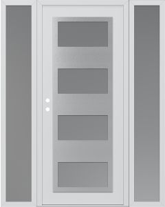 Diamond C2 68" x 80" white/white frosted Glass Panel stainless steel RHI with 2 Sidelites frosted Glass