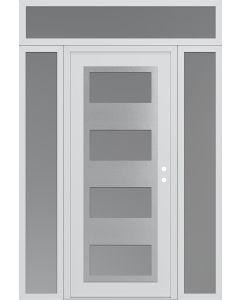 Diamond C2 68" x 96" white/white frosted Glass Panel stainless steel LHI with 2 Sidelites and Transom frosted Glass
