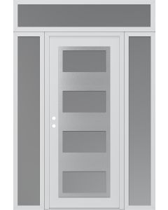 Diamond C2 64" x 96" white/white frosted Glass Panel stainless steel RHI with 2 Sidelites and Transom frosted Glass