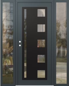 Diamond C3 64" x 80" anthracite/anthracite clear Glass Panel black RHI with 2 Sidelites clear Glass