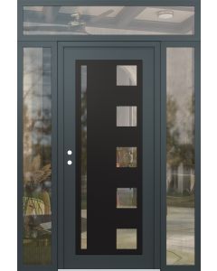 Diamond C3 64" x 96" anthracite/anthracite clear Glass Panel black RHI with 2 Sidelites and Transom clear Glass