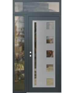 Diamond C3 52" x 96" anthracite/anthracite clear Glass Panel stainless steel RHI with Sidelite and Transom clear Glass