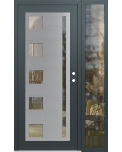 Diamond C3 50" x 80" anthracite/anthracite clear Glass Panel stainless steel LHI with Sidelite clear Glass