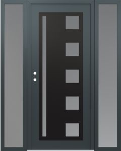 Diamond C3 68" x 80" anthracite/anthracite frosted Glass Panel black RHI with 2 Sidelites frosted Glass