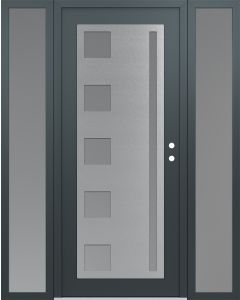 Diamond C3 68" x 80" anthracite/anthracite frosted Glass Panel stainless steel LHI with 2 Sidelites frosted Glass