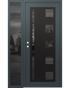Diamond C3 52" x 80" anthracite/anthracite mirrored Glass Panel black RHI with Sidelite mirrored Glass
