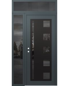Diamond C3 52" x 96" anthracite/anthracite mirrored Glass Panel black RHI with Sidelite and Transom mirrored Glass