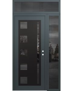 Diamond C3 52" x 96" anthracite/anthracite mirrored Glass Panel black LHI with Sidelite and Transom mirrored Glass