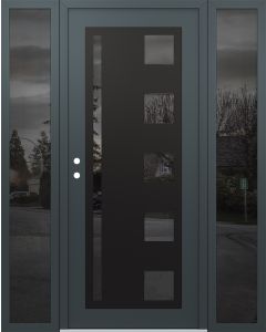 Diamond C3 68" x 80" anthracite/anthracite mirrored Glass Panel black RHI with 2 Sidelites mirrored Glass