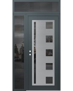 Diamond C3 48" x 96" anthracite/anthracite mirrored Glass Panel stainless steel RHI with Sidelite and Transom mirrored Glass