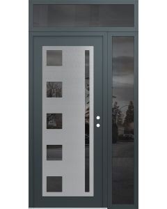 Diamond C3 48" x 96" anthracite/anthracite mirrored Glass Panel stainless steel LHI with Sidelite and Transom mirrored Glass