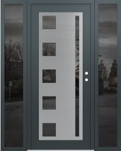Diamond C3 60" x 80" anthracite/anthracite mirrored Glass Panel stainless steel LHI with 2 Sidelites mirrored Glass