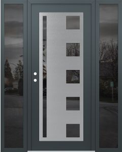 Diamond C3 68" x 80" anthracite/anthracite mirrored Glass Panel stainless steel RHI with 2 Sidelites mirrored Glass
