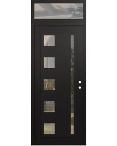 Diamond C3 36" x 96" black/black clear Glass Panel black LHI with Transom clear Glass