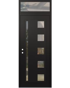 Diamond C3 36" x 96" black/black clear Glass Panel black RHI with Transom clear Glass