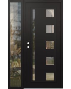 Diamond C3 48" x 80" black/black clear Glass Panel black RHI with Sidelite clear Glass