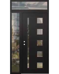 Diamond C3 48" x 96" black/black clear Glass Panel black RHI with Sidelite and Transom clear Glass