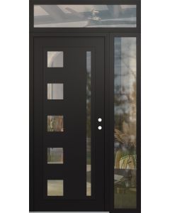 Diamond C3 48" x 96" black/black clear Glass Panel black LHI with Sidelite and Transom clear Glass