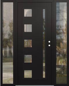 Diamond C3 60" x 80" black/black clear Glass Panel black LHI with 2 Sidelites clear Glass