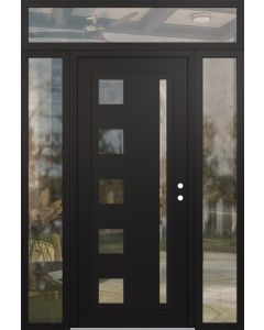 Diamond C3 60" x 96" black/black clear Glass Panel black LHI with 2 Sidelites and Transom clear Glass
