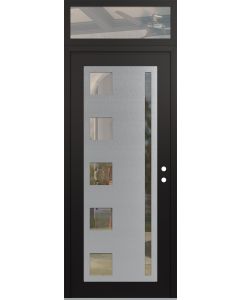 Diamond C3 36" x 96" black/black clear Glass Panel stainless steel LHI with Transom clear Glass
