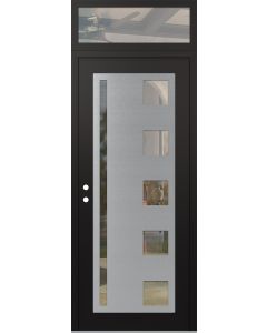 Diamond C3 36" x 96" black/black clear Glass Panel stainless steel RHI with Transom clear Glass