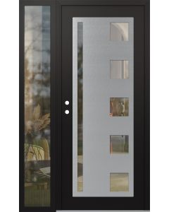 Diamond C3 52" x 80" black/black clear Glass Panel stainless steel RHI with Sidelite clear Glass