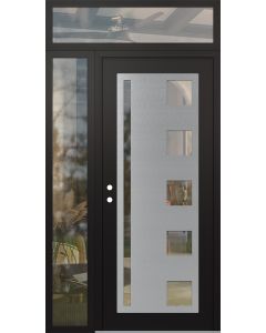 Diamond C3 48" x 96" black/black clear Glass Panel stainless steel RHI with Sidelite and Transom clear Glass