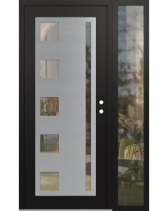 Diamond C3 48" x 80" black/black clear Glass Panel stainless steel LHI with Sidelite clear Glass