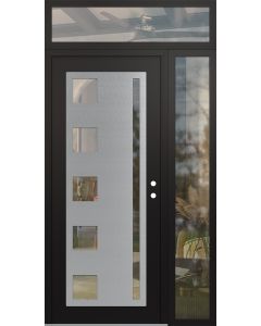 Diamond C3 48" x 96" black/black clear Glass Panel stainless steel LHI with Sidelite and Transom clear Glass