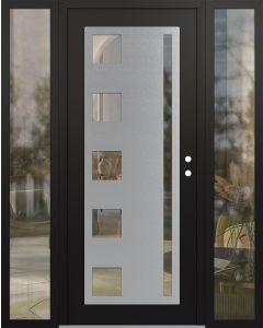 Diamond C3 60" x 80" black/black clear Glass Panel stainless steel LHI with 2 Sidelites clear Glass
