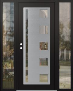 Diamond C3 60" x 80" black/black clear Glass Panel stainless steel RHI with 2 Sidelites clear Glass