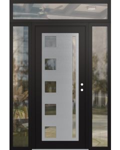 Diamond C3 60" x 96" black/black clear Glass Panel stainless steel LHI with 2 Sidelites and Transom clear Glass