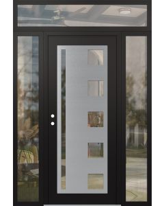 Diamond C3 60" x 96" black/black clear Glass Panel stainless steel RHI with 2 Sidelites and Transom clear Glass
